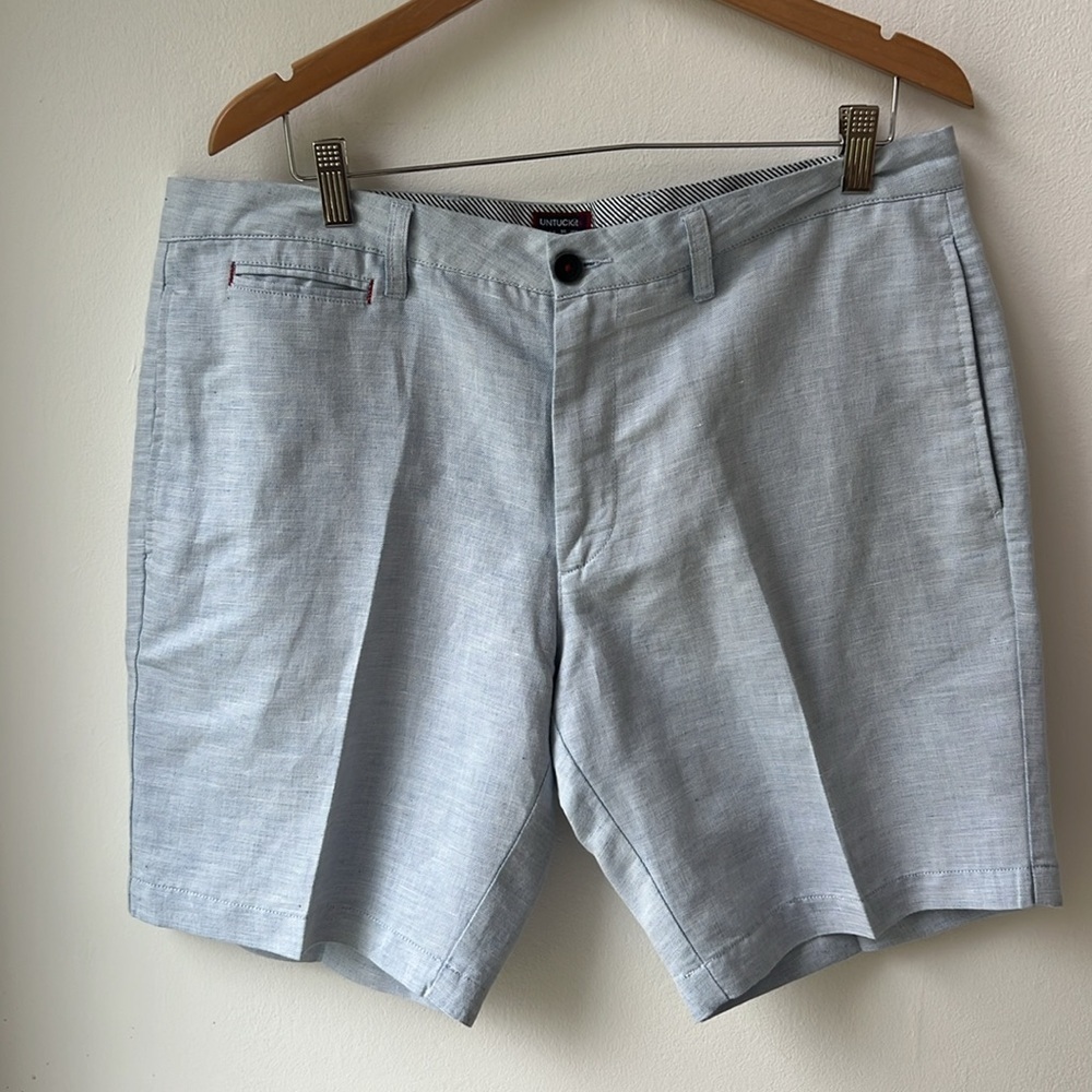 UNTUCKIT MEN’S LINEN BLEND CHINO SHORTS SIZE 36 WAIST BLUE